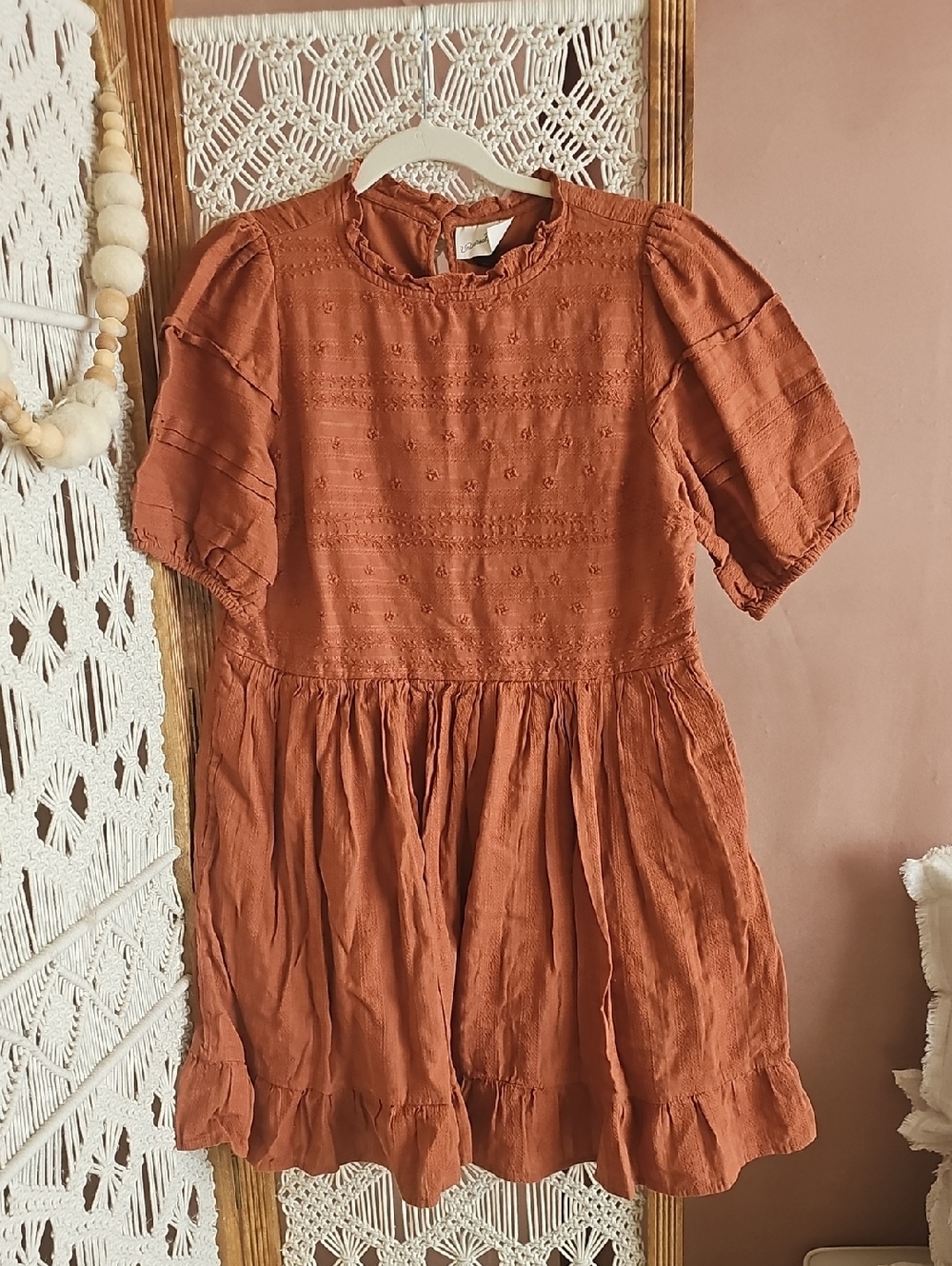Universal Thread Rust Orange Eyelet Midi Dress